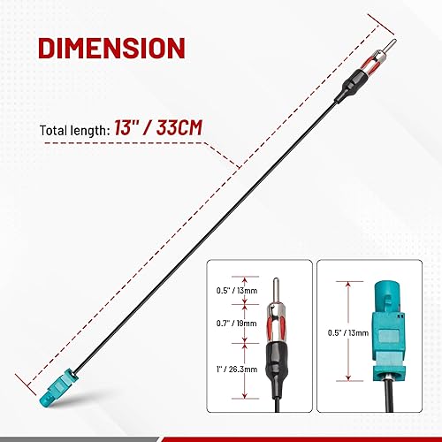 Miniatura 5 de RED WOLF Adaptador de antena de radio de coche de repuesto para Jeep Wrangler JK JKU 2007-2023, Dodge Chrysler Instalar Aftermarket Stereo Antenna