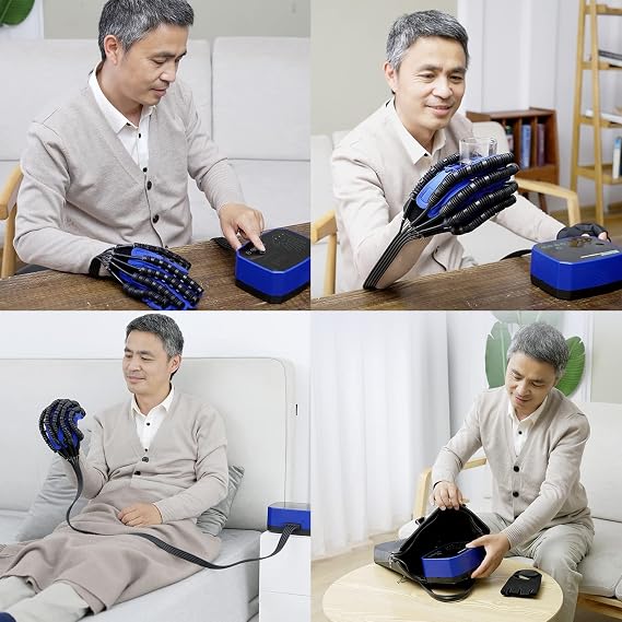 Rehabilitation Robot Gloves Both Hands Finger Rehabilitation Five-Finger Training AI Smart Chip Integrated Touch Screen Electric Rehab& Physical Therapy Gloves(Size:XXL code,Color:both hands)