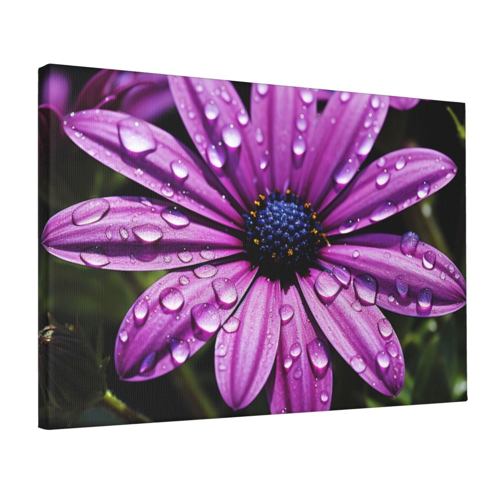 Canvas Wall Art for Living Room Wall Decor 12"x18" Modern Artwork Painting Pictures Hanging Canvas Prints Purple Daisy Aesthetic Wall Art for Bedroom Bathroom Office Wallart Decor