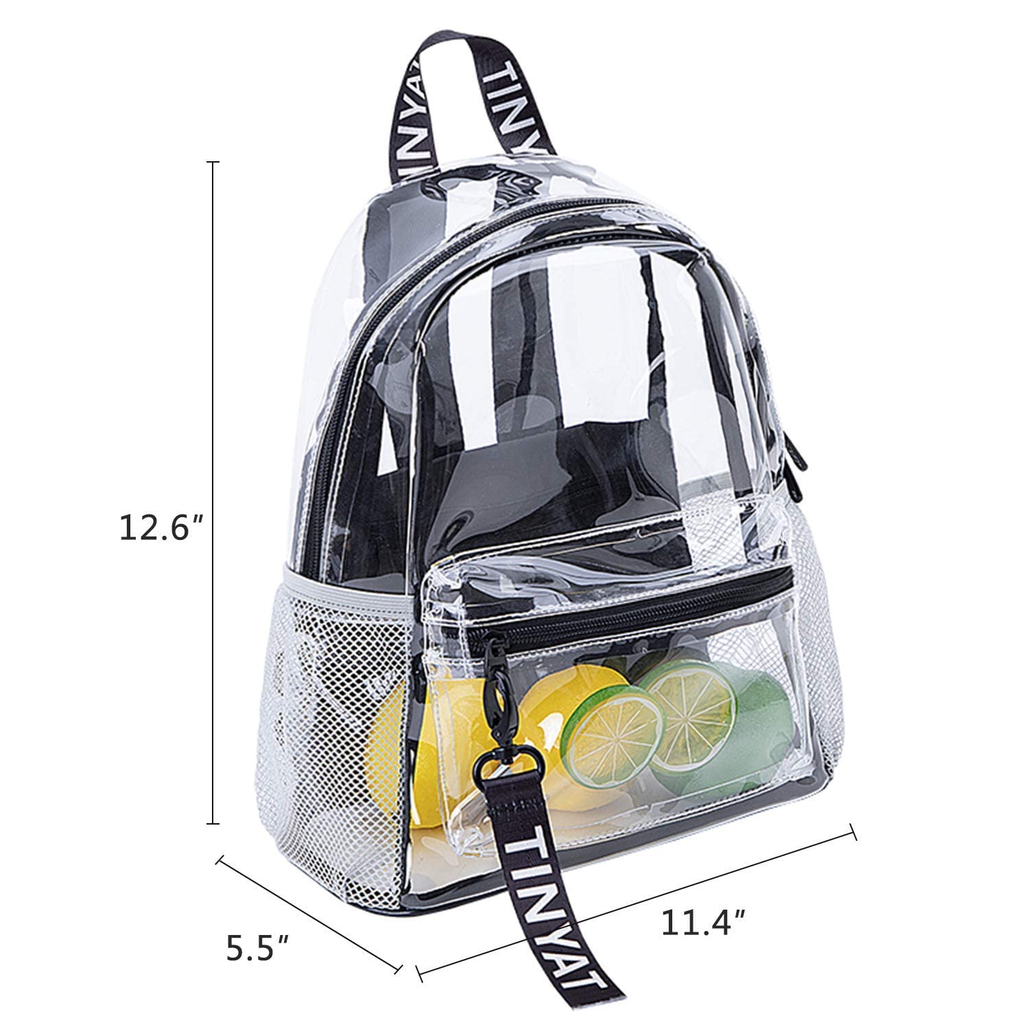 TINYAT Zaino trasparente resistente per scuola, concerti, sport, viaggi e uso quotidiano, Trasparente/9051, Medium, Tempo libero