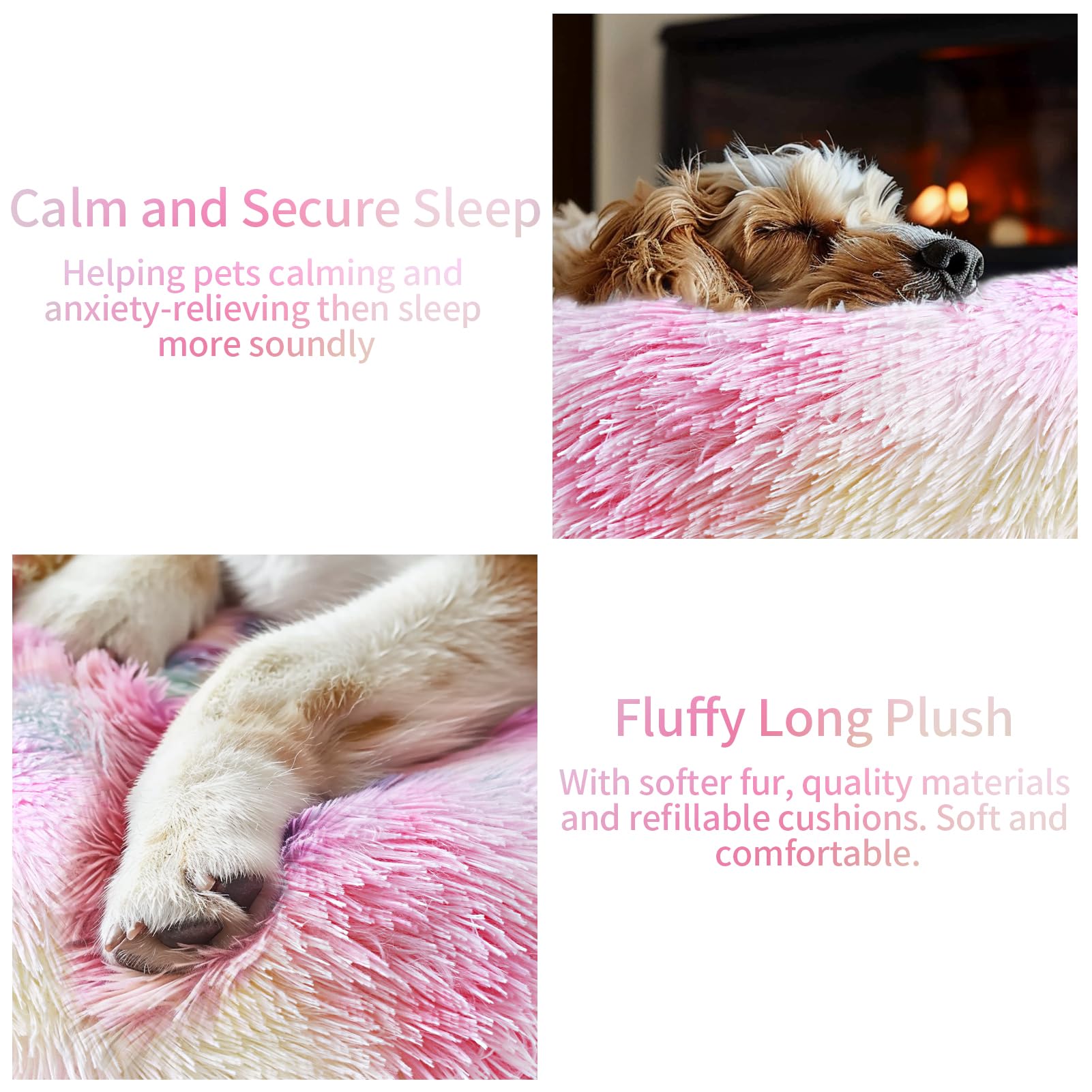 NAKIHOUSE Dog Bed Cat Bed, Round Plush Pet Bed, Soft - Image 4