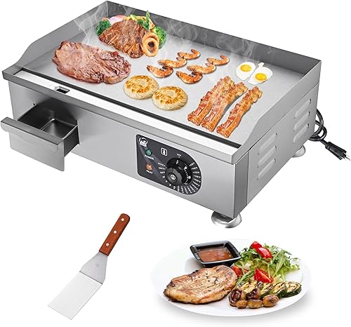 WeChef 22 "Plancha comercial 3000 W Plancha eléctrica de encimera antiadherente plana de acero inoxidable ajustable restaurante parrilla control de