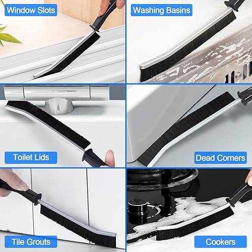 Miniatura 4 de Wqzlyg - Cepillo de limpieza de hendiduras de 3 piezas, kit de herramientas de cepillo de limpieza de huecos, cerdas duras para baño, ventana,