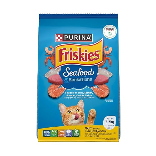 Purina Friskies Seafood Sensations Adult Dry Cat Food, 2.5kg, Contains Tuna, Salmon, Snapper, Crab & Shrimp Flavours
