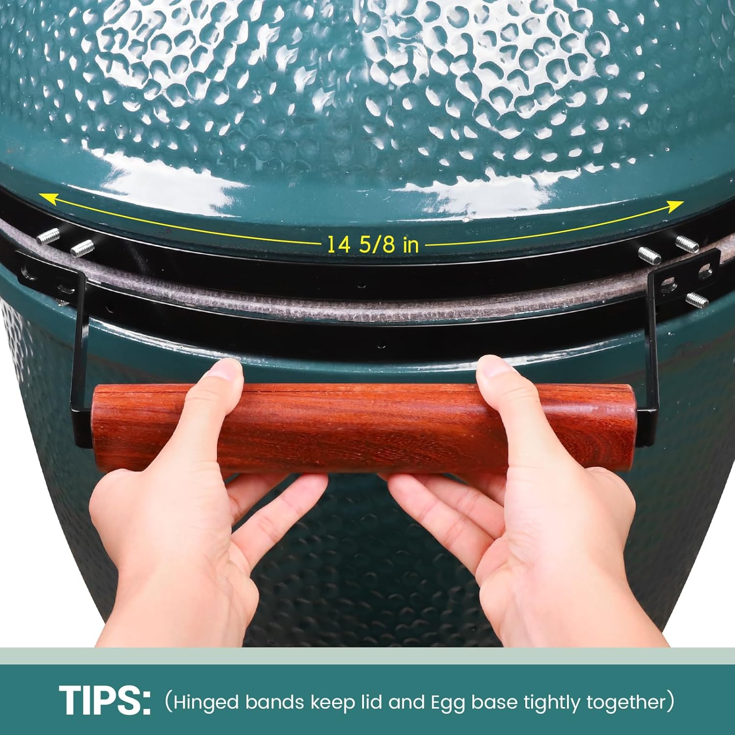 Vankey Hinge Band for Large Green Egg, Hevay Duty 304 Stainless Steel Band for Green Egg Accessories,Split Hinge Replacement for Big Size Greens Egg (304 Split (L))