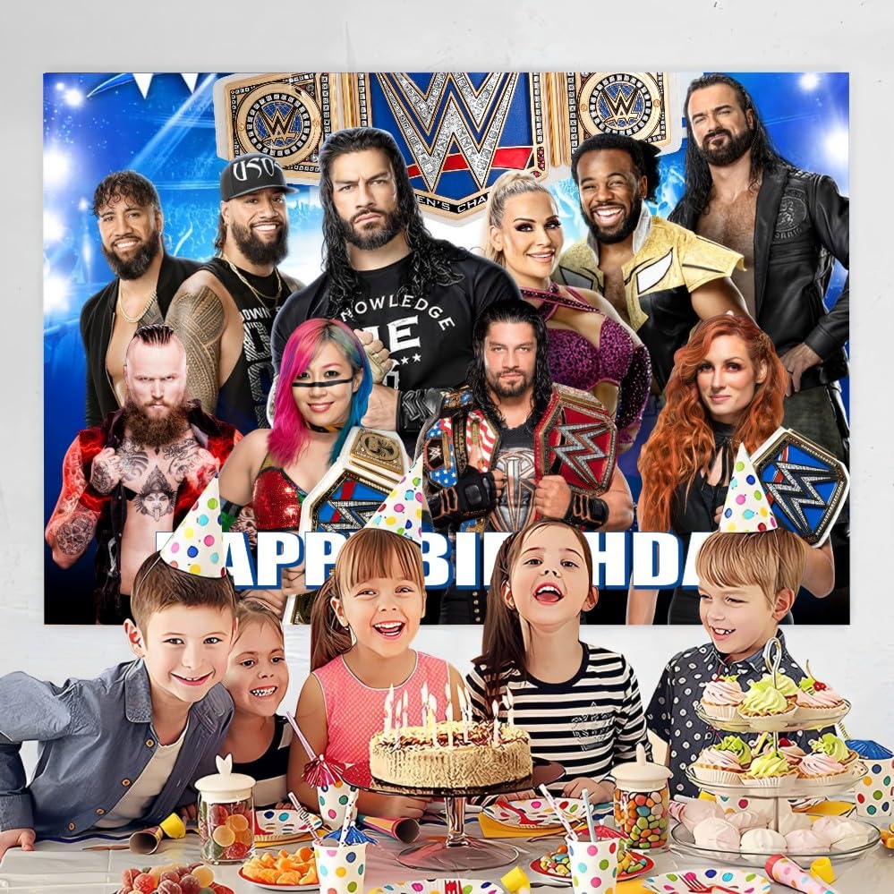Image of Wall Decor Backdrop for Wresting Themed Decorations, Wresting Banner for Birthday Party Supplies (5x3ft)