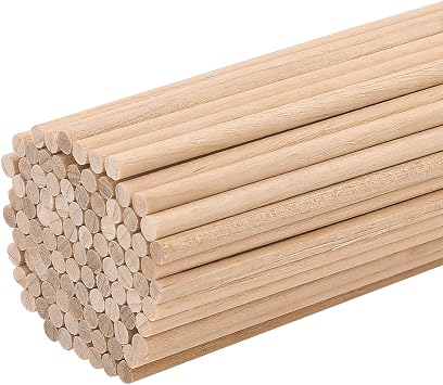 Wooden Dowel Rods 1/8 Inch x 12 Inch, Favordrory Unfinished Natural Wood Craft Dowel Rods 100 Pack