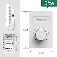 Vista 7 de 2 piezas YeloDeer de doble voltaje (110 V-265 V) 4 hilos manual eléctrico zócalo calentador termostato para el hogar