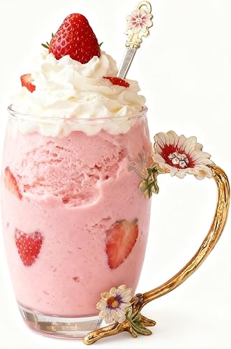 Miniatura 1 de Taza de té con cuchara, artesanía de cristal de vidrio 3D, tazas de flores de té para mujer, para café, té, jugo, cerveza, leche caliente y bebidas