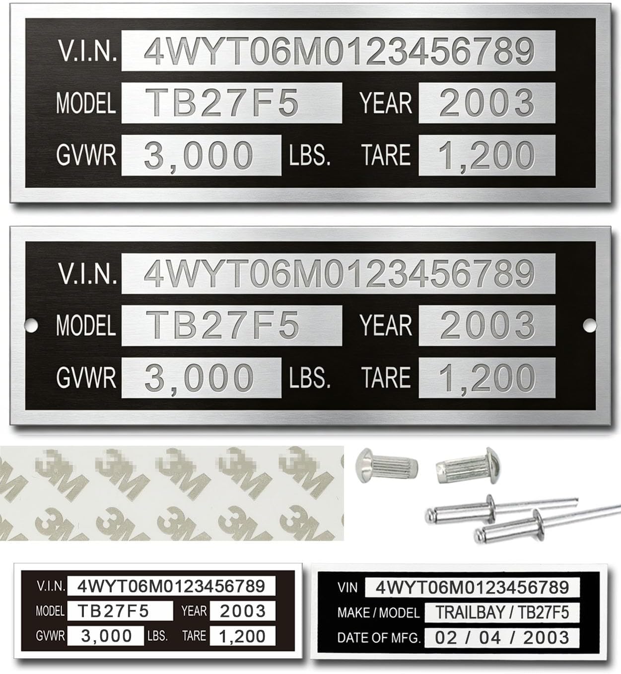 Blank Aluminum ID Plates, Metal Identification Plate, Serial Number Tag, Equipment Data Plate, Chassis ID Label, Compliance Asset Tag, Industrial Nameplate, DIY Replacement ID Plate