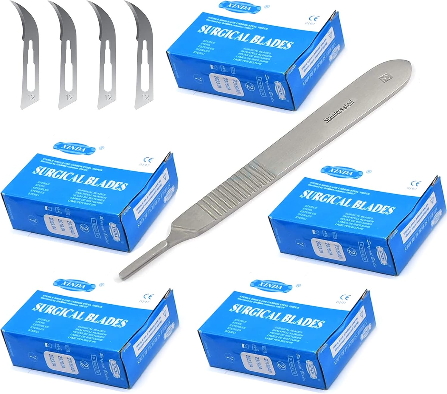 500 Scalpel Blades #12 for Surgi, Dermaplaning, Veterinary, Taxidermy, Arts & Crafts, More - Includes One Handle #3