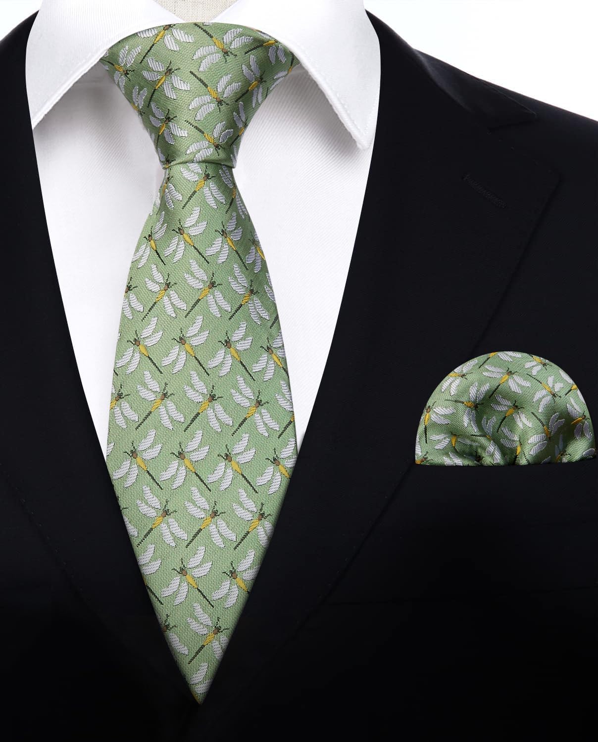 HISDERN Ties for Men Classic Animal Tie and Pocket Square Set Jacquard Woven Silk Neckties Handkerchief Wedding Party - Image 6