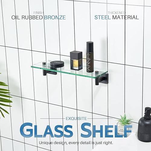 Miniatura 55 de KOKOSIRI Estante flotante para baño, estantes de montaje en pared de 16 pulgadas para dormitorio, sala de estar, cocina, estante colgante pequeño de