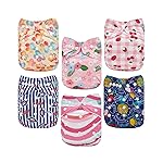 ALVABABY Baby Cloth Diaper 6 Pack with 12 Inserts One Size Cloth Diaper Covers Adjustable Washable Reusable for Baby Girls and Boys