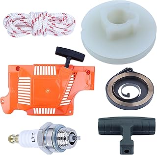 Atunee Starter Recoil Assembly Pulley Spring Handle Rope Service Kit for Husqvarna 55 Rancher 50 51 55 Chainsaw Parts with Spark Plug Replace 503151801 503151802
