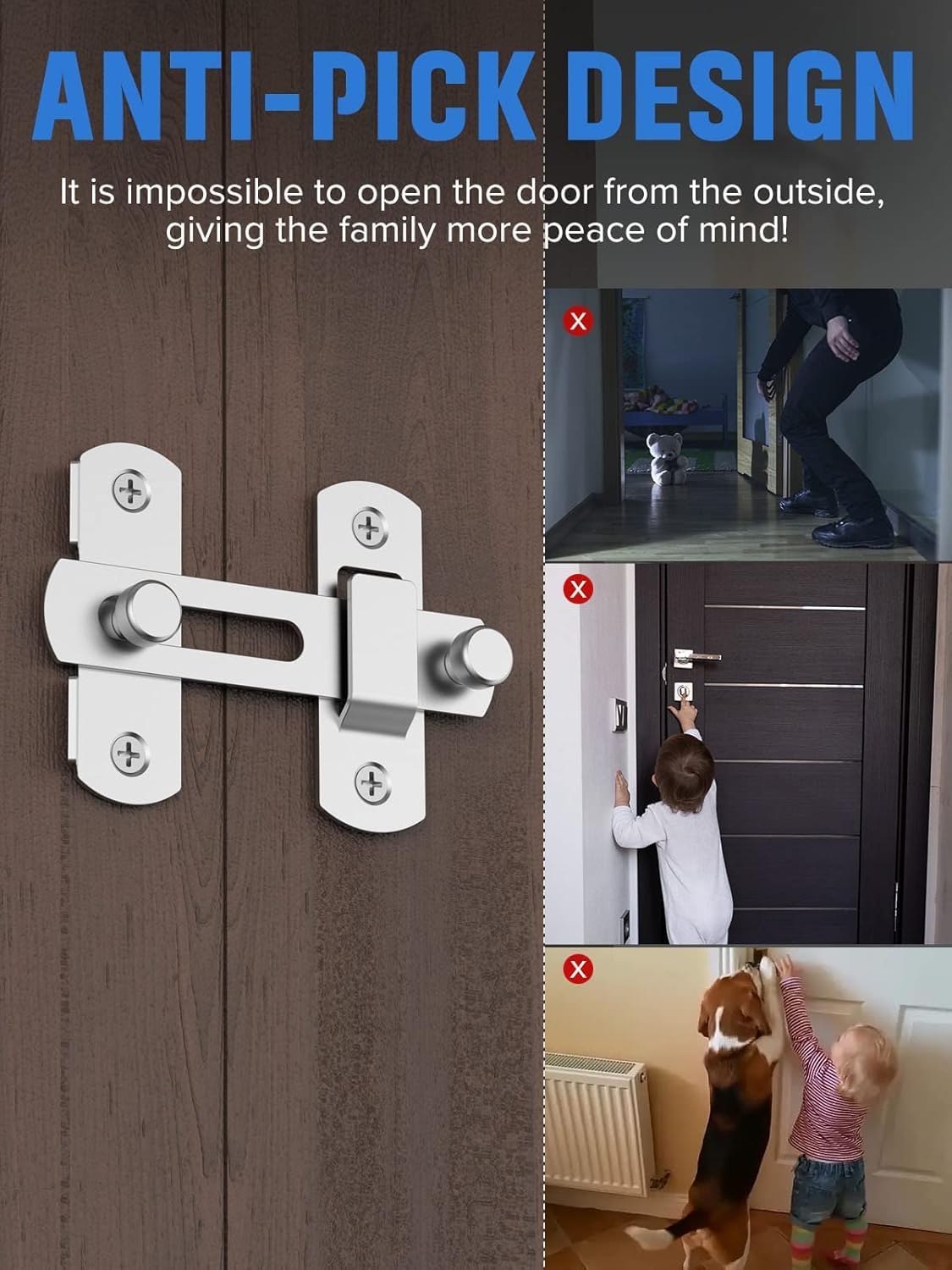 siddhmurti 180 Degree Sliding Barn Door Lock 4