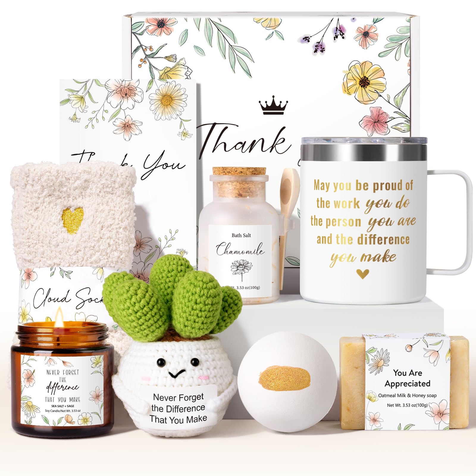 Regalos de agradecimiento para colegas, 9 piezas de regalos de agradecimiento para mujeres, regalos de agradecimiento para profesores, cesta de regalo de agradecimiento para mujeres