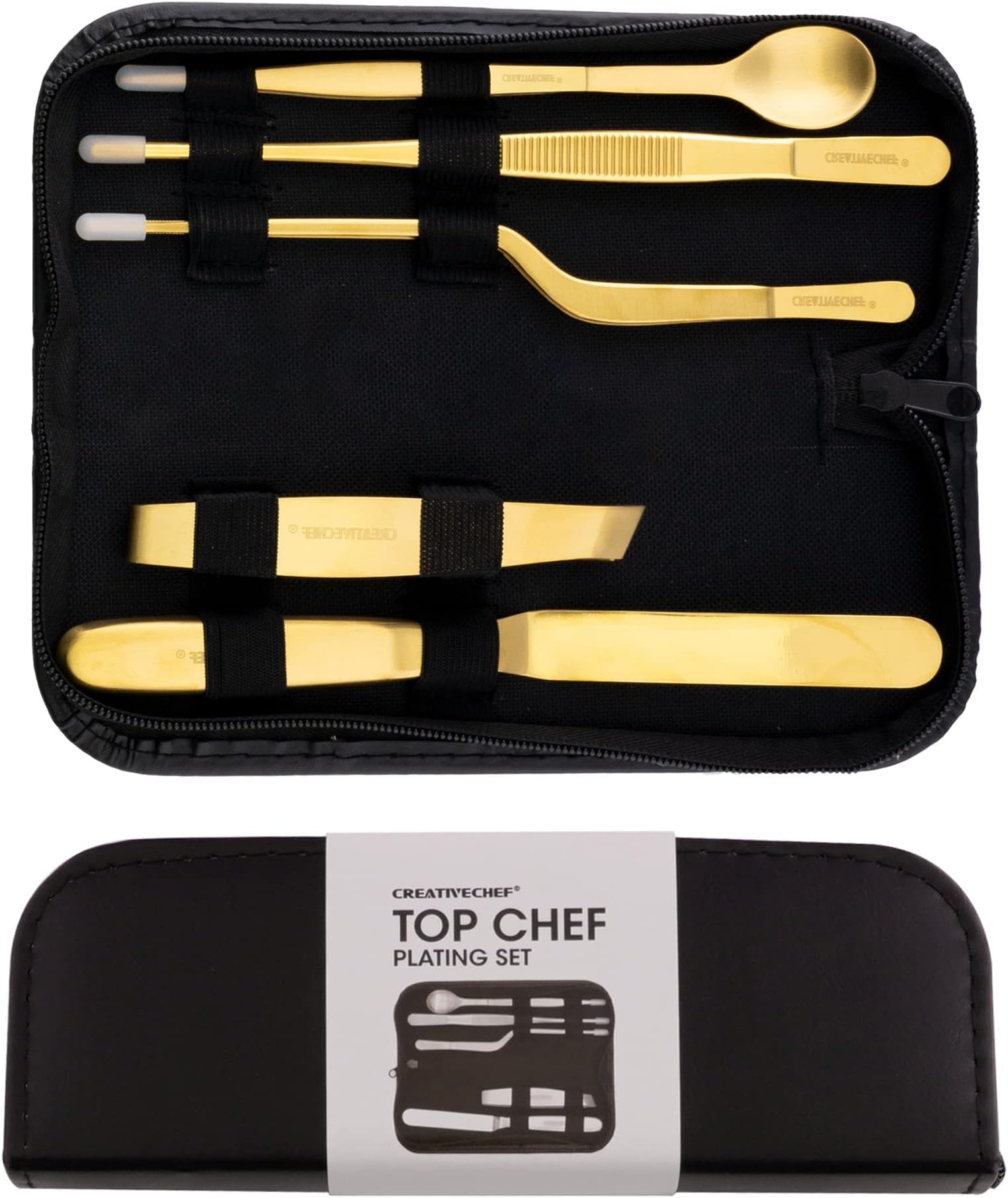 CREATIVECHEF Professional Chef Plating Kit, 5 Piece Culinary Plating Set, Silver, Stainless Steel (5 Piece, Silver) (Golden)