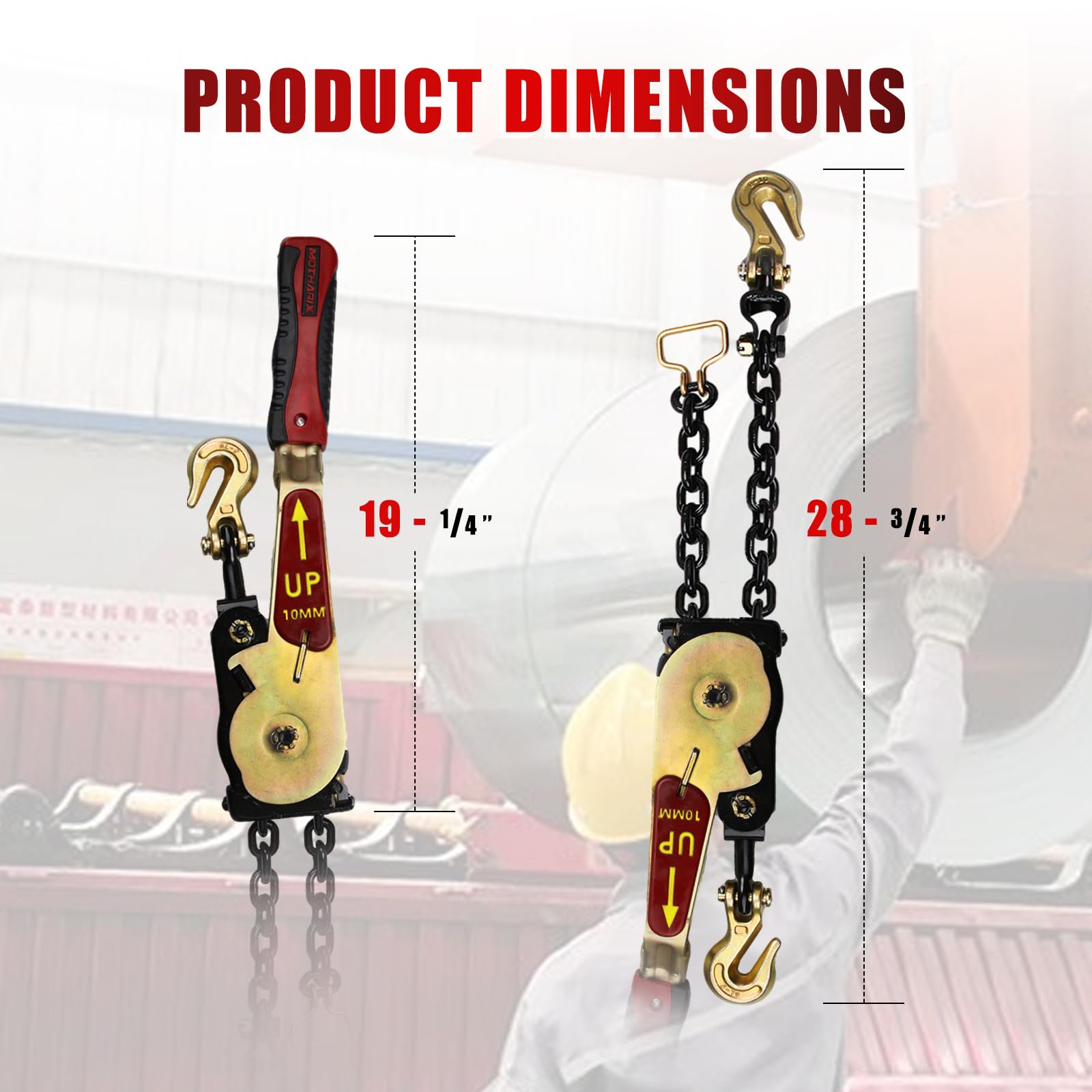 MOTHARIX Load Binders - 2 Pack Ratchet Chain Binders -8