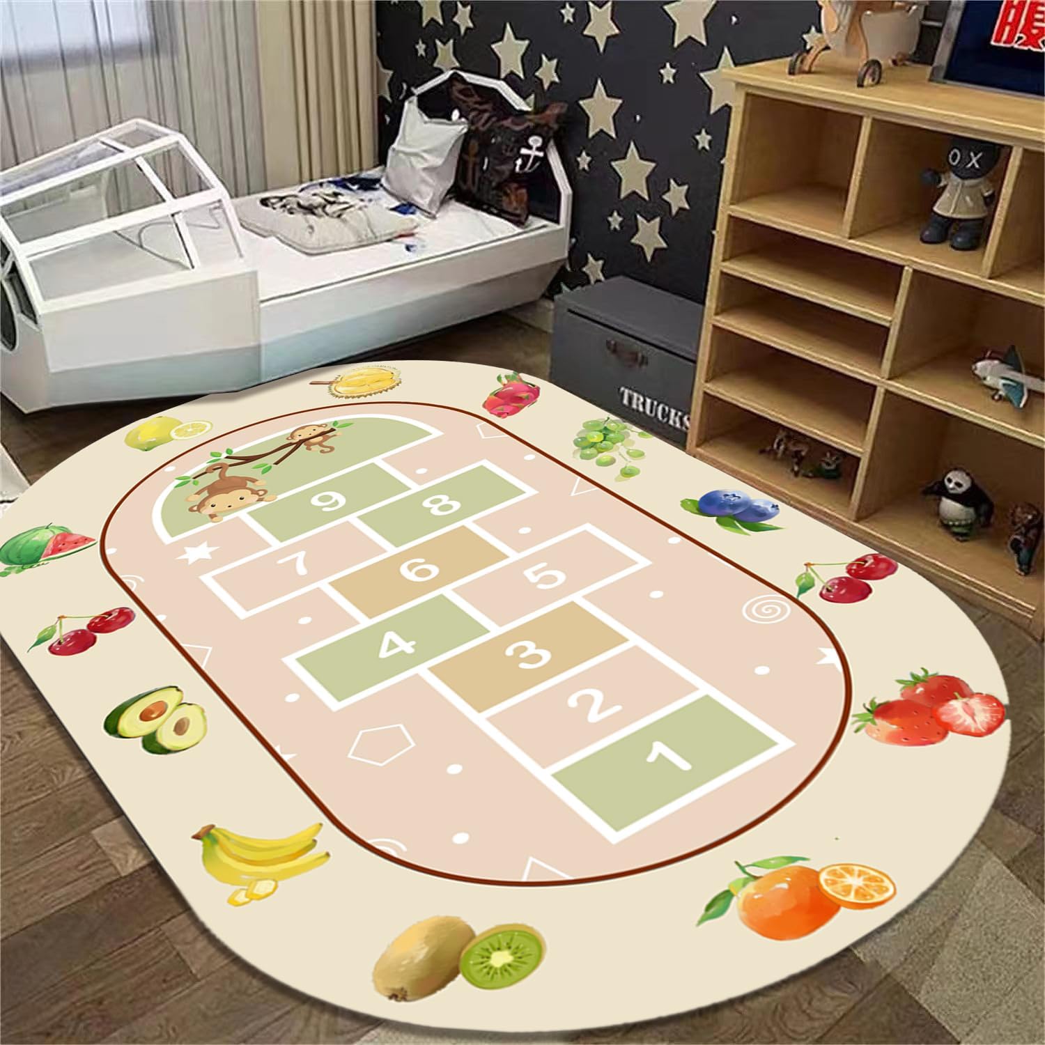 Colorful Children's Area Rugs,3x4ft,Animal Fruit Printed Classroom Rug