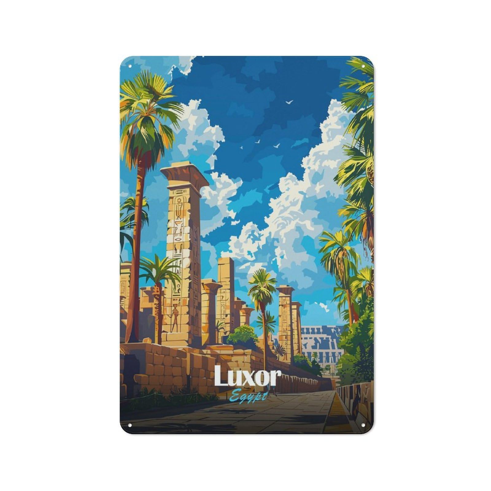 Junmoney Luxor Egypt Travel Tin Wall Plaque 30X20cm With For Man Cave Or Games Room, A New Home Present For Leisure-Room Decor Enthusiasts