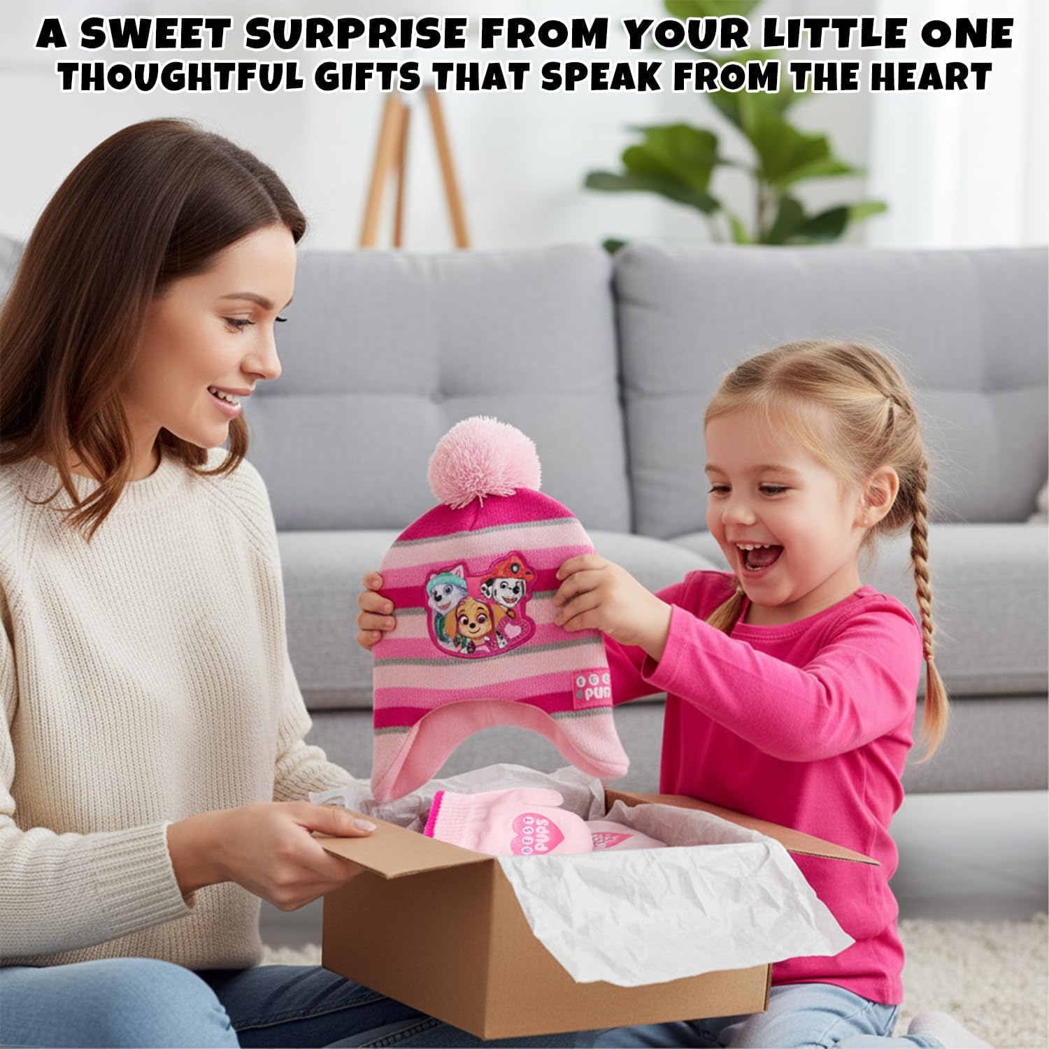 Nickelodeon Paw Patrol Girls Winter Hat and 2 Pair Mittens or Gloves (Age 2-7) - Image 7