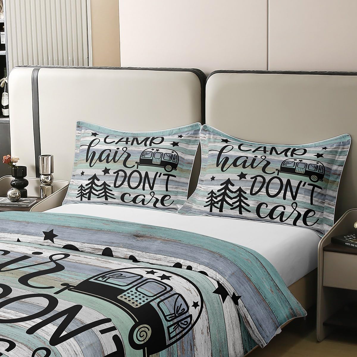 Set Copripiumino Con Volant In Cotone Lavato QSH Per Letto King Size Stile Vintage Bianco Shabby Boho Chic Copripiumino Con Volant 3 Pezzi St~p113372869