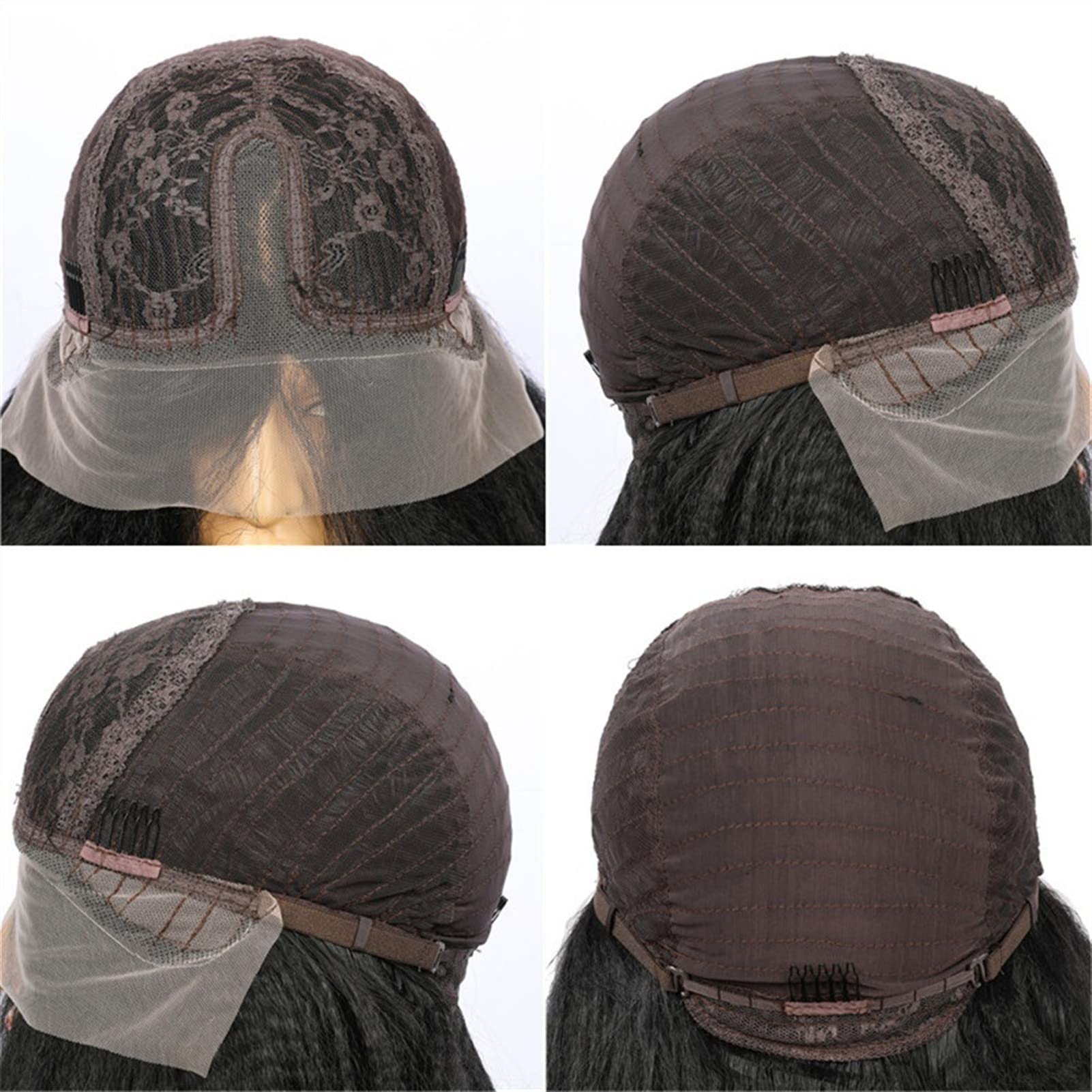 Parrucca sintetica in pizzo con capelli del bambino anteriore in nero riccio crespo lungo morbido for donne nere in fibra Pre-pizzicata Linea sottile naturale senza colla(26inches)