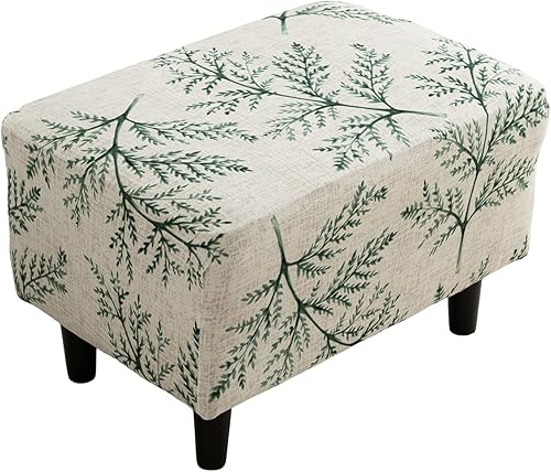 Vista 47 de Eco-Ancheng - Funda otomana elástica rectangular para almacenamiento, funda para taburete con reposapiés, cubiertas para taburete otomano con parte