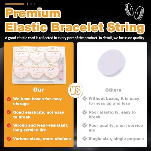 Miniatura 7 de Bupete 6 rollos de cuerda de pulsera transparente, cuerda elástica para pulseras, 0.016 in, 0.020 in, 0.024 in, 0.028 in, 0.031 in, 0.031 in, 0.039