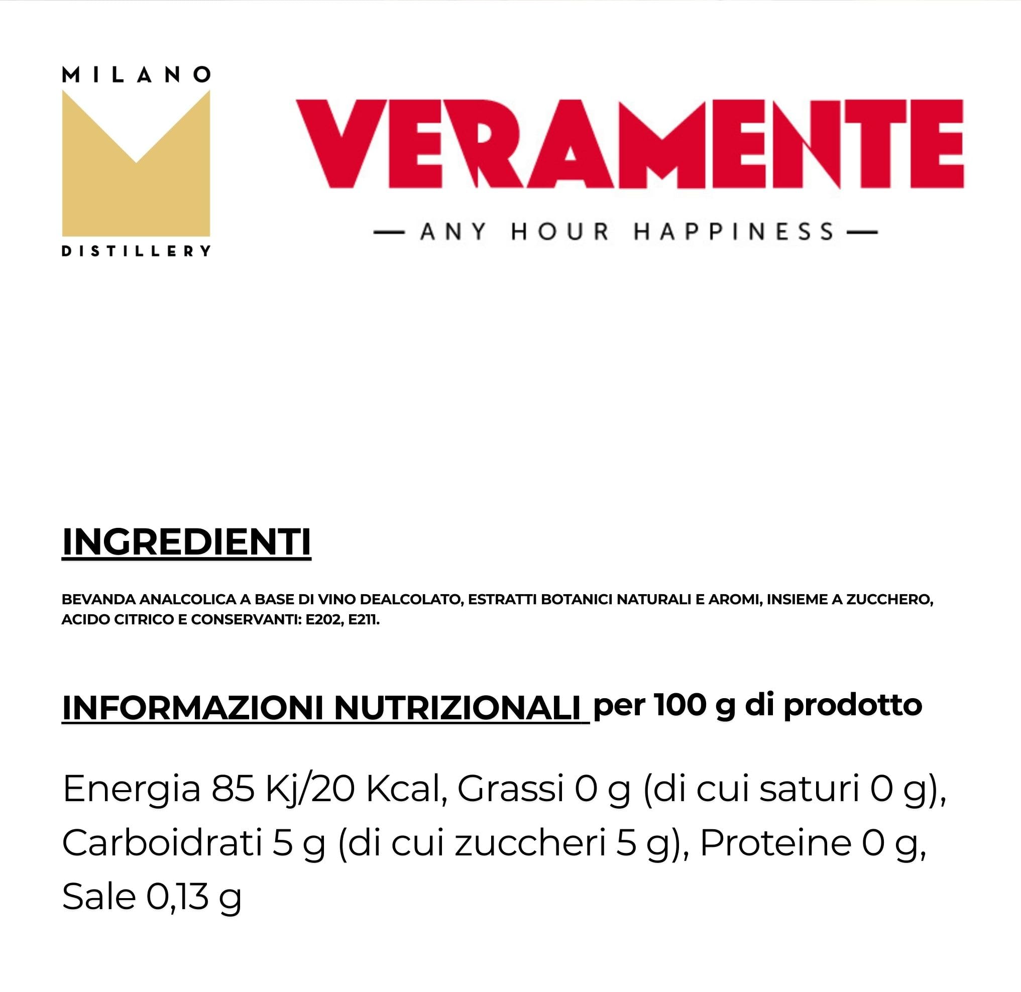 Vermouth Analcolico Veramente – Infuso Botanico con Aromi Naturali di Assenzio, Arancia, Salvia, Rabarbaro, Aromi naturali – Bottiglia di Vetro da 750 ml