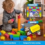 Foam Blocks for Toddlers 2-4, 41 Pieces EVA Soft Stacking Building Blocks Toy Set, Early Learning Construction Toys & Gifts for Kids, Boys & Girls 18+ Months