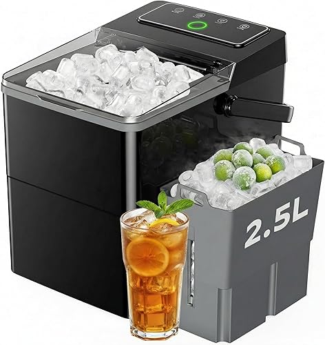 Miniatura 13 de Silonn Nugget Ice Maker - Máquina de hielo para encimera, cesta de hielo con asa, funcionamiento silencioso y máquina de hielo autolimpiante, hielo