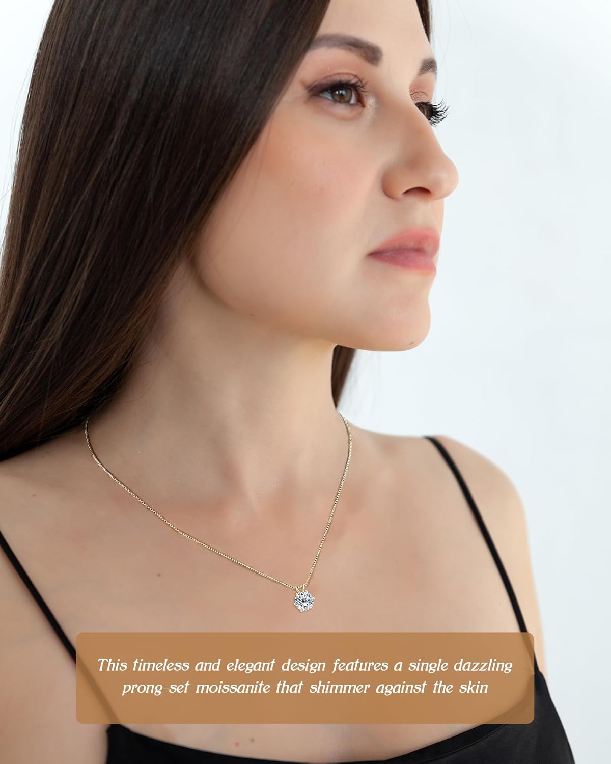2CT Moissanite Pendant Necklace for Women, D Color VVS1 Moissanites 925 Sterling Silver 6 Prong Solitaire Pendant, Adjustable Necklace for Wife, Mom Birthday Gifts - Image 3