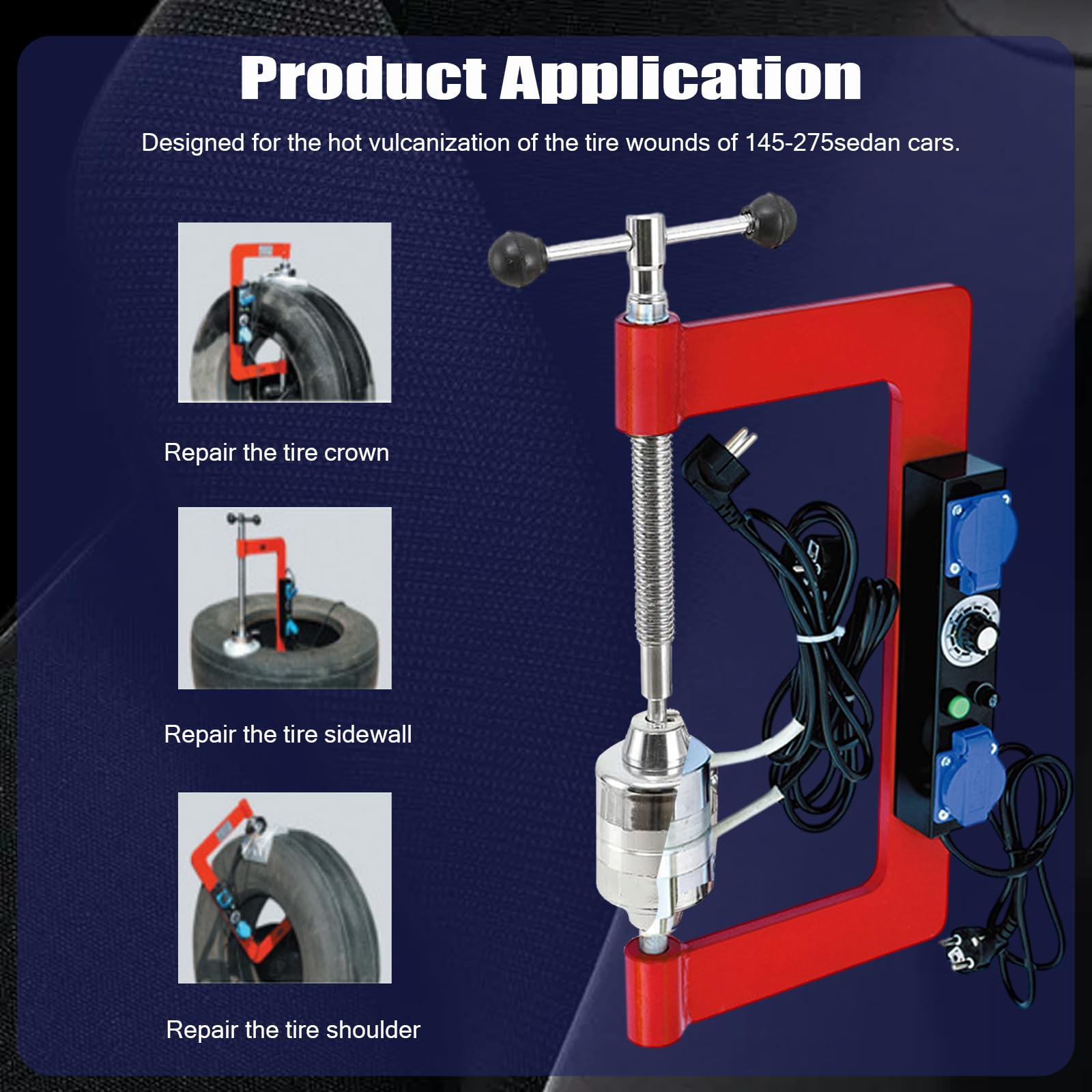 maquina reparadora de neumáticos para coche, set de reparación de neumáticos de 8 piezas, kit de herramientas de 2×500 W, control de temperatura de 150–180 °C, para neumáticos de 145–275, kit