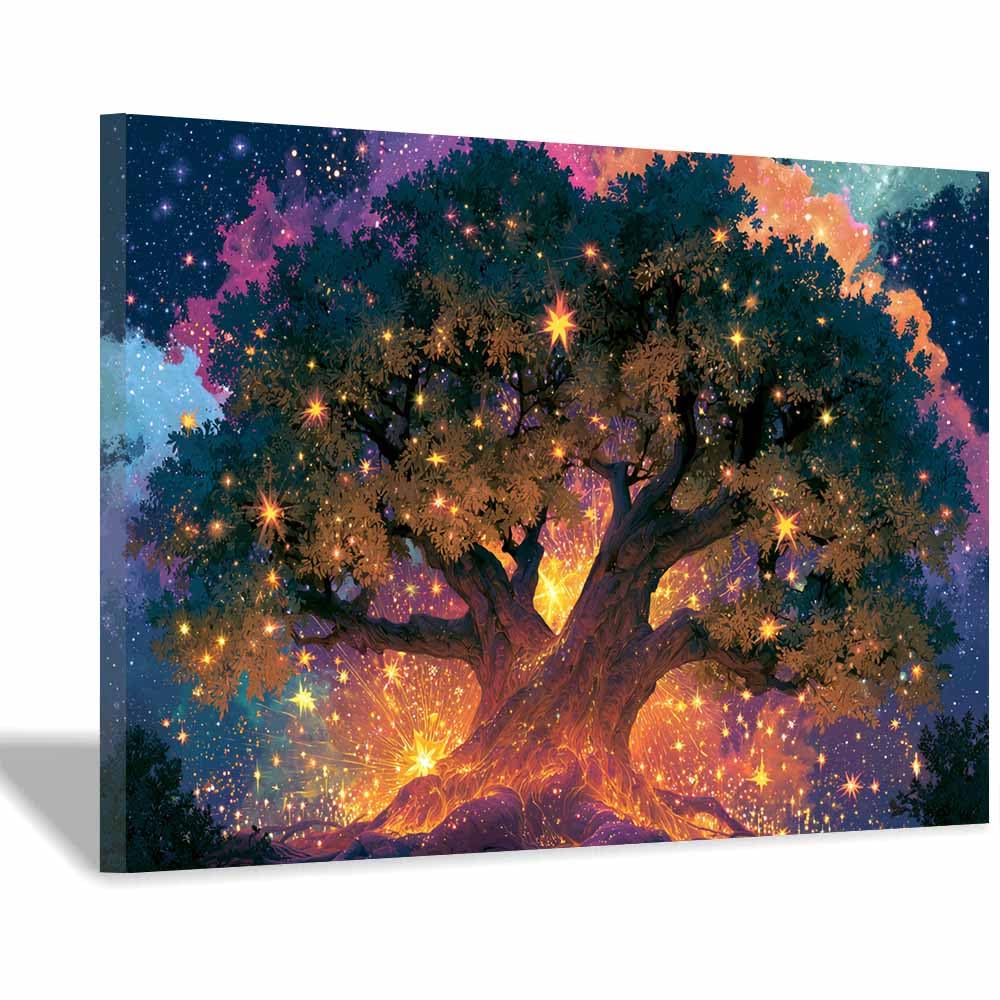 HOQIU Print Canvas Poster Decor Golden tree abstract art canvas prints, nature wall art, for Bathroom Home Office Decor(Multicolor)-30x40cm Framed
