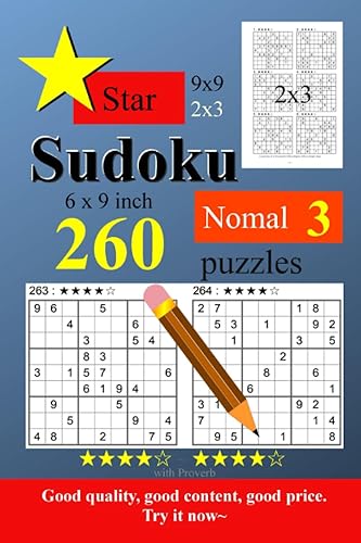 Star Sudoku 6x9inch Normal-3 260 Puzzles 6x9inch,9x9,2x3