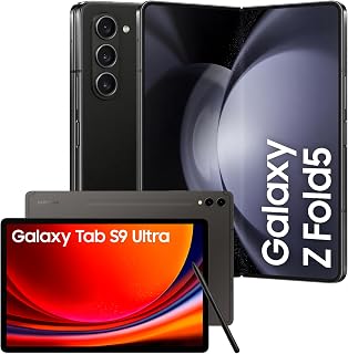 Samsung Galaxy Z Fold5, Unlocked Android Smartphone, 512GB Storage, Phantom Black, 3 Year Extended Warranty with a Samsung Galaxy Tab S9 Ultra Android Tablet, 1TB Storage, Graphite (UK Version)