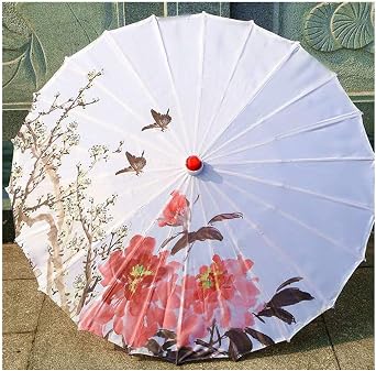 Classical Chinese Style Oil Paper Umbrella Rainproof Umbrella, Parasol with Tassel Pendent Floral Mulitcolor Paper and Bamboo Painted Paper Parasol