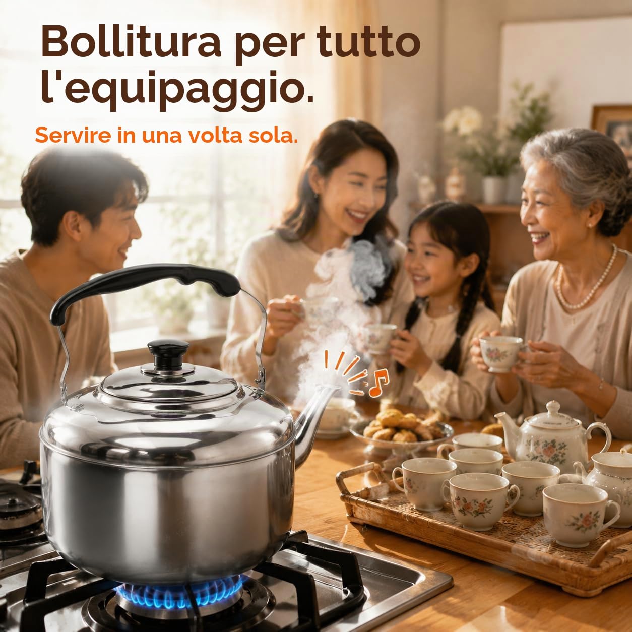 Bollitore da tè 5,5 L di grande capacità in acciaio inossidabile inossidabile bollitore acqua calda teiera a cottura rapida comoda maniglia bollitore a fischio per fornello a gas piano cottura a