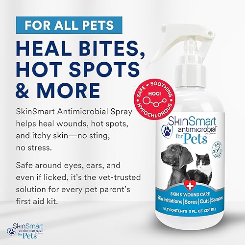 Miniatura 2 de SkinSmart Antimicrobial Cuidado de la piel y las heridas para mascotas, elimina las bacterias para promover la curación y alivia la picazón, botella