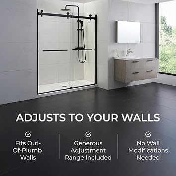 Frameless Double Sliding Shower Door 44-48 x 74 - SGCC Tempered Glass 3/8 Inch - Chrome Heavy Duty Hardware with Adjustable Wall Profiles