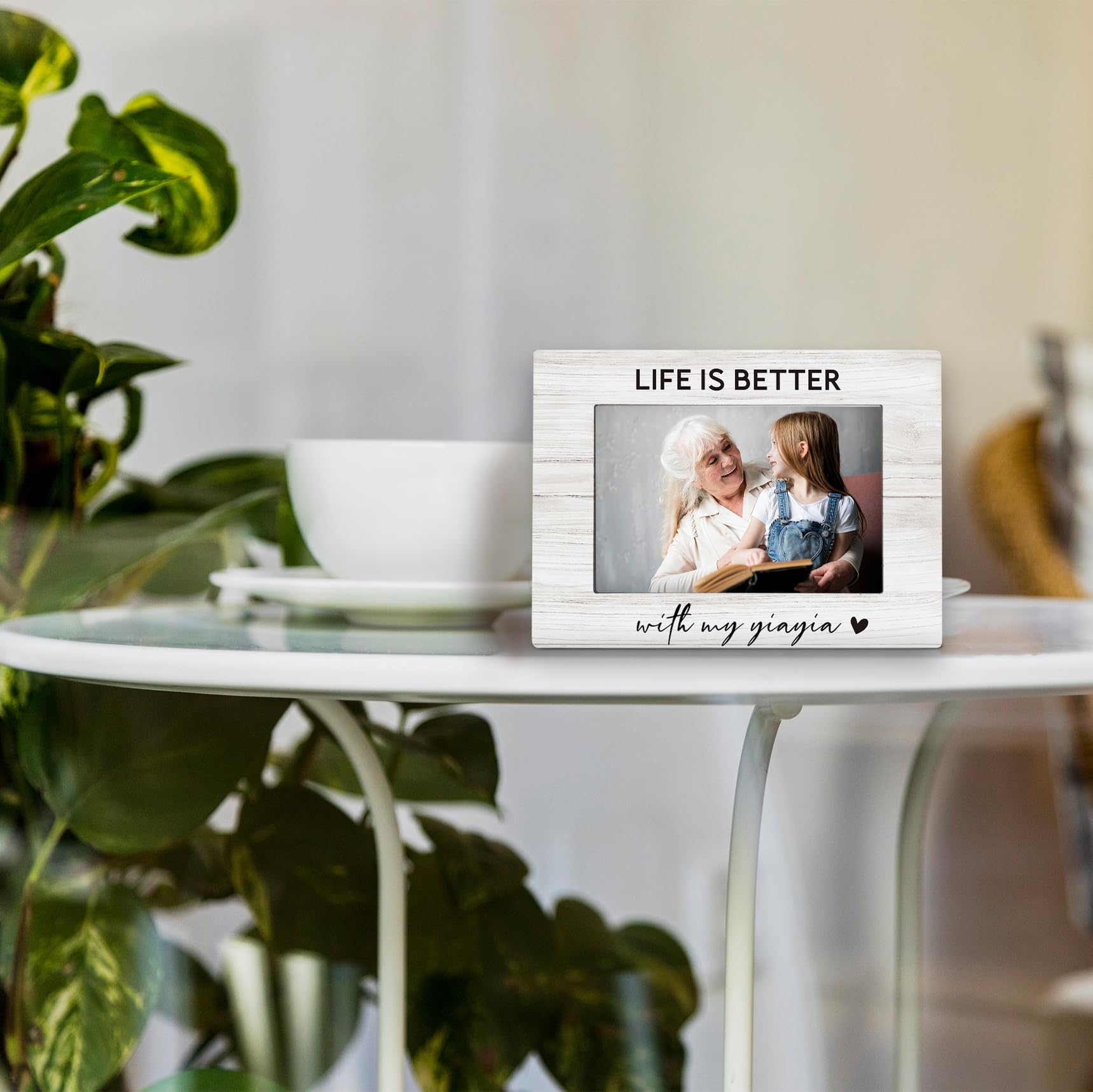 Yiayia 4x6 Picture Frame, Grandkids Photo Frame, YiayiaGifts for Grandma, Gifts for Yiayias Mothers Day from Grandchildren, Life Is Better with My Yiayia Picture Photo Frames for Desk Decor