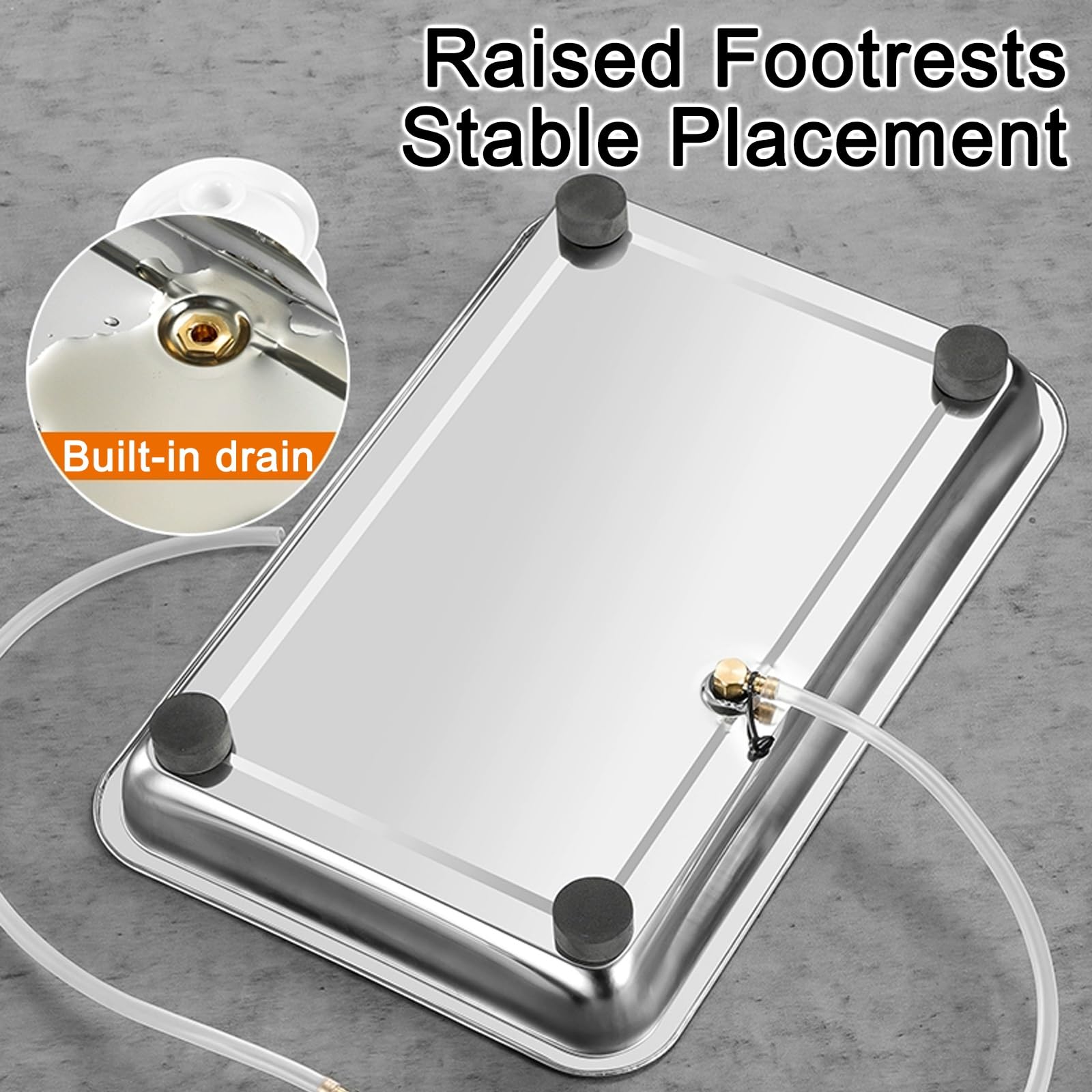 Vassoio raccogligocce a Doppio Strato in Acciaio Inox da 45x35 cm, Versatile e Resistente, con pinzette, Ideale per caffè, Dessert, conservazione e intrattenimento. Facile da Pulire ed elega