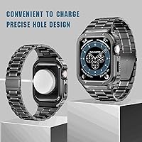 Vista 21 de MioHHR Correa de reloj de acero inoxidable con funda compatible con Apple Watch Ultra 3 2 1 (1.732 pulgadas), correa resistente con cubierta Negro