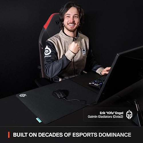 Vista 8 de SteelSeries QcK L Performance Balance - Alfombrilla de mouse para juegos con densidad extra para un deslizamiento suave, costuras de borde de perfil