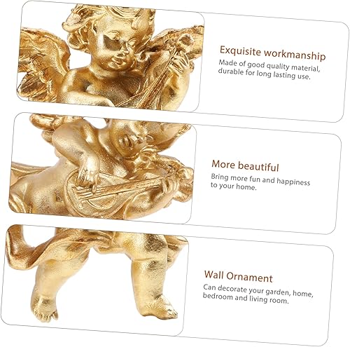 Miniatura 5 de Yardwe Encantadora figura de resina con forma de ángel para decoración del hogar, material retro para colgar en la pared, material compacto para una