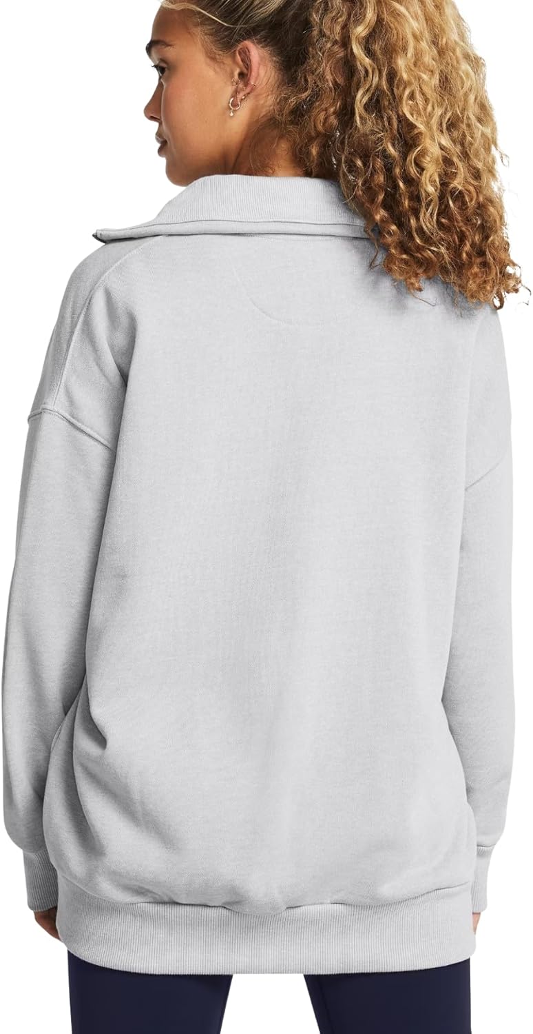 Under Armour UA Womens Rival Heavyweight Terry Oversized 1/4 Zip - Image 2