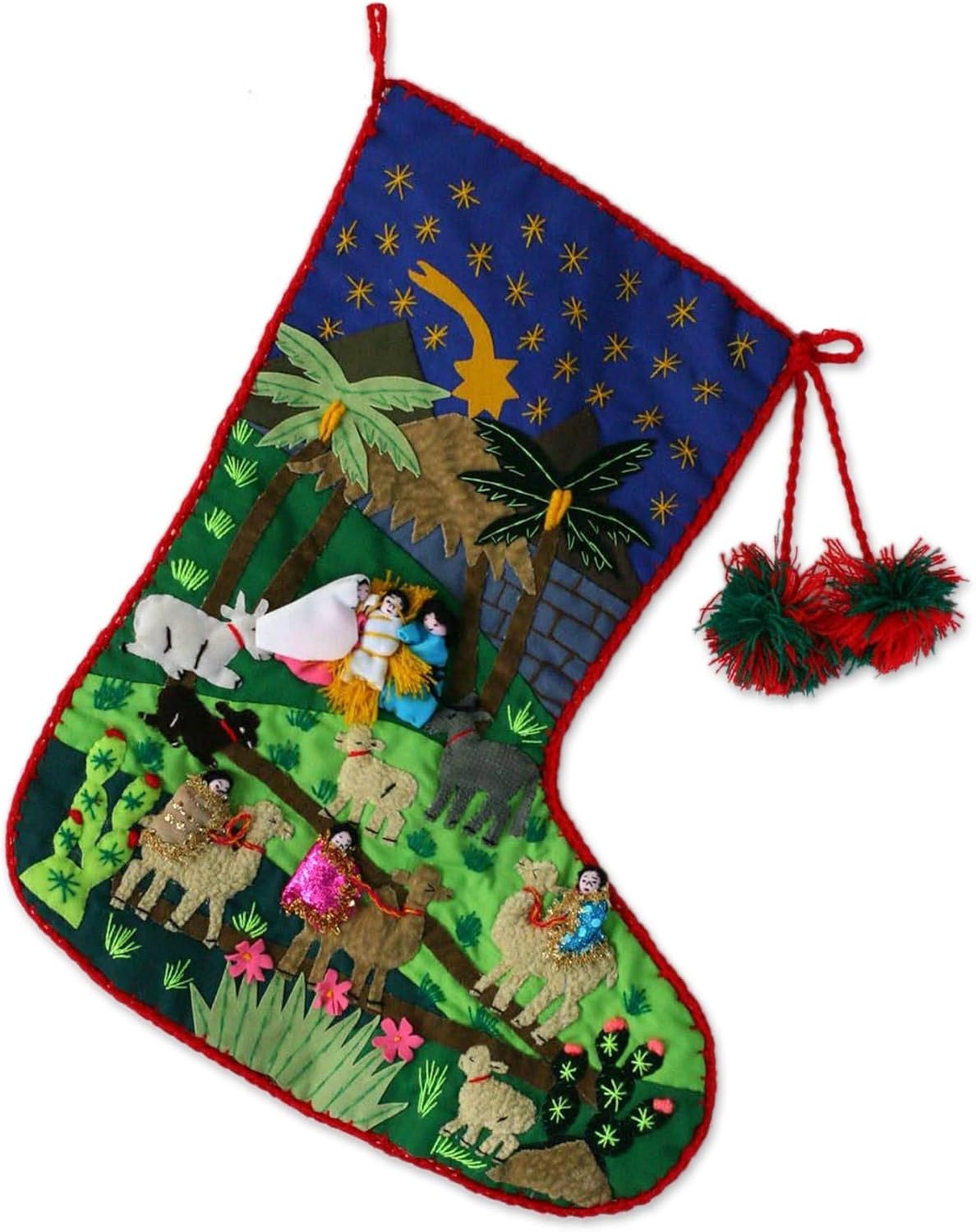 NOVICA Christmas Stocking, 11.25" W x 13.5" H, Multicolor, 154131