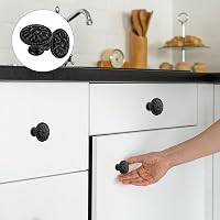 YSDMY 8 darabos fekete virágmintás bútor fogantyú szett fiók gombokkal 5